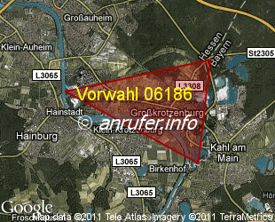 Vorwahlkarte 06186 – Grosskrotzenburg
