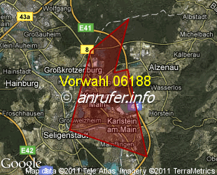 Vorwahlkarte 06188 – Kahl a Main