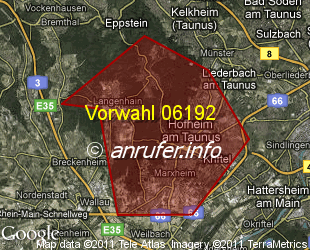 Vorwahlkarte 06192 – Hofheim am Taunus