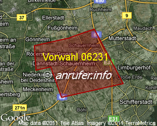 Vorwahlkarte 06231 – Hochdorf-Assenheim