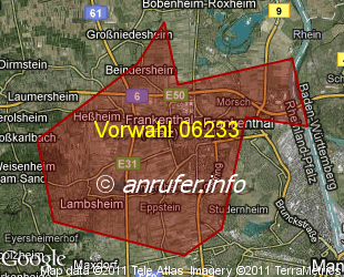 Vorwahlkarte 06233 – Frankenthal Pfalz