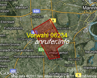 Vorwahlkarte 06234 – Mutterstadt