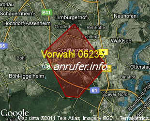 Vorwahlkarte 06235 – Schifferstadt