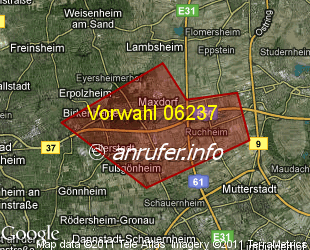 Vorwahlkarte 06237 – Maxdorf