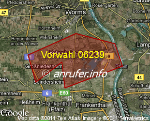 Vorwahlkarte 06239 – Bobenheim-Roxheim