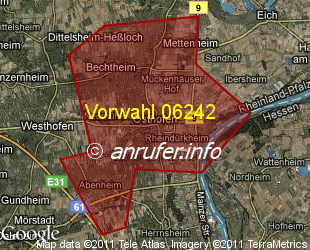 Vorwahlkarte 06242 – Osthofen