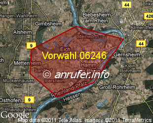 Vorwahlkarte 06246 – Eich Rheinhess