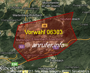 Vorwahlkarte 06303 – Enkenbach-Alsenborn