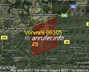 Vorwahlkarte 06305 – Hochspeyer