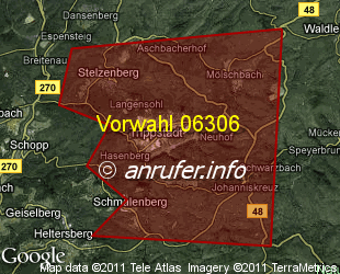 Vorwahlkarte 06306 – Trippstadt