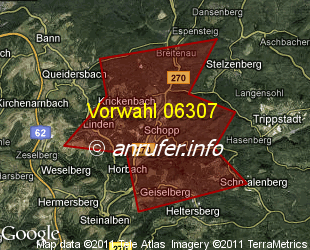 Vorwahlkarte 06307 – Schopp