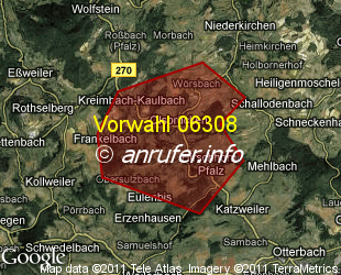 Vorwahlkarte 06308 – Olsbrücken