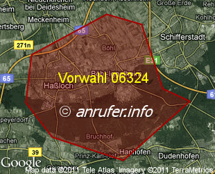 Vorwahlkarte 06324 – Hassloch