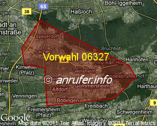 Vorwahlkarte 06327 – Neustadt-Lachen