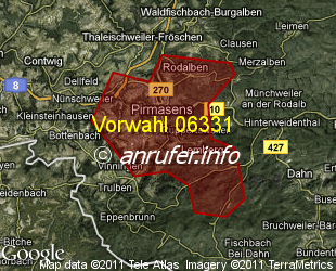 Vorwahlkarte 06331 – Pirmasens