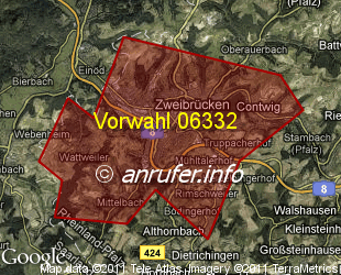 Vorwahlkarte 06332 – Zweibrücken