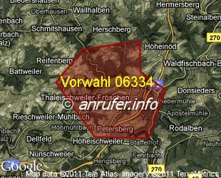 Vorwahlkarte 06334 – Thaleischweiler-Fröschen