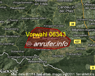 Vorwahlkarte 06343 – Bad Bergzabern