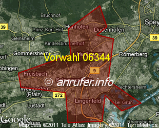 Vorwahlkarte 06344 – Schwegenheim