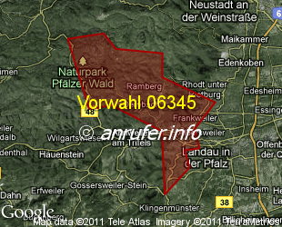 Vorwahlkarte 06345 – Albersweiler