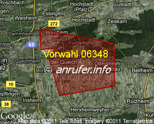 Vorwahlkarte 06348 – Offenbach an der Queich