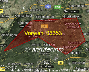 Vorwahlkarte 06353 – Freinsheim