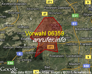 Vorwahlkarte 06359 – Grünstadt