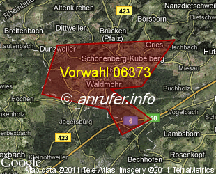 Vorwahlkarte 06373 – Schönenberg-Kübelberg