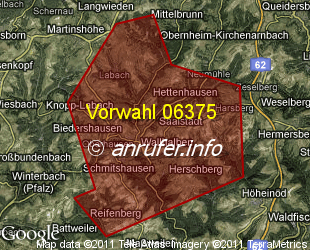 Vorwahlkarte 06375 – Wallhalben