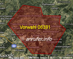 Vorwahlkarte 06381 – Kusel