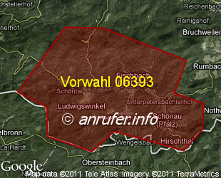Vorwahlkarte 06393 – Fischbach bei Dahn