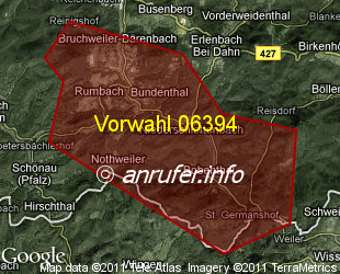 Vorwahlkarte 06394 – Bundenthal