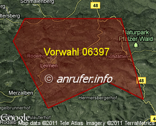 Vorwahlkarte 06397 – Leimen Pfalz