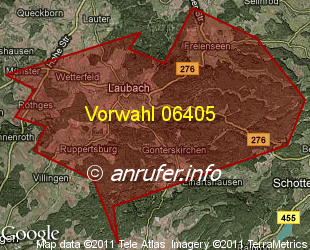 Vorwahlkarte 06405 – Laubach Hess