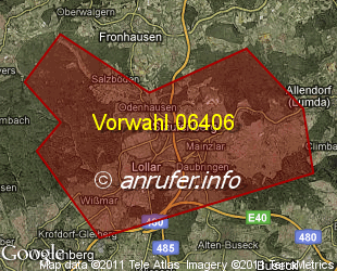 Vorwahlkarte 06406 – Lollar