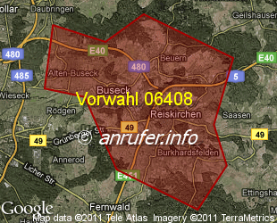 Vorwahlkarte 06408 – Buseck