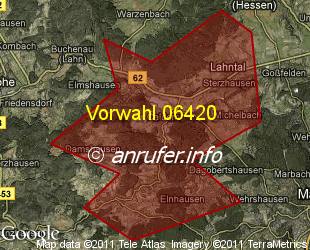 Vorwahlkarte 06420 – Lahntal