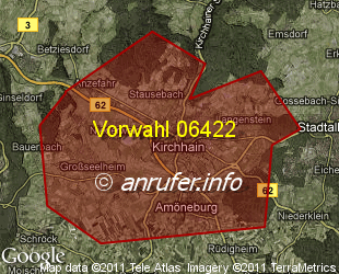 Vorwahlkarte 06422 – Kirchhain