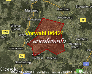 Vorwahlkarte 06424 – Ebsdorfergrund