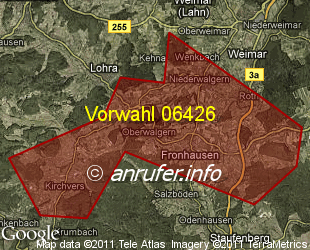 Vorwahlkarte 06426 – Fronhausen