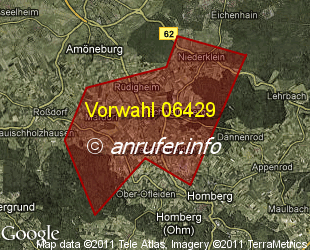Vorwahlkarte 06429 – Schweinsberg Hess