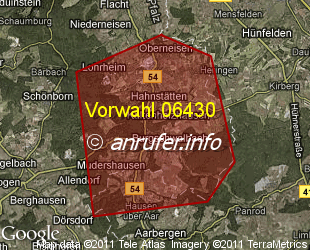 Vorwahlkarte 06430 – Hahnstätten
