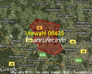 Vorwahlkarte 06435 – Wallmerod