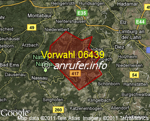 Vorwahlkarte 06439 – Holzappel