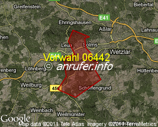 Vorwahlkarte 06442 – Braunfels