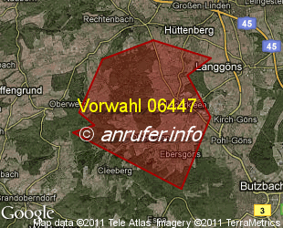 Vorwahlkarte 06447 – Langgöns-Niederkleen