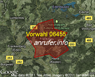 Vorwahlkarte 06455 – Frankenau Hess