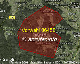 Vorwahlkarte 06458 – Rosenthal Hess