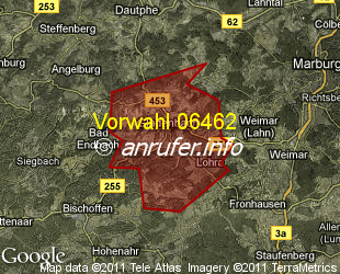 Vorwahlkarte 06462 – Gladenbach