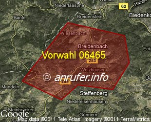 Vorwahlkarte 06465 – Breidenbach b Biedenkopf